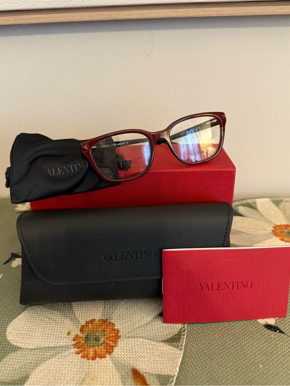 Valentino Glasses, Case, Pouch & Box